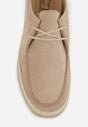 Ciemnobeżowe Półbuty Mokasyny ze Sznurowaną Cholewką Ellsia
