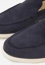 Niebieskie Wsuwane Półbuty Mokasyny z Imitacji Zamszu Bagena