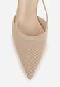 Beżowe Sandały na Szpilce z Odkrytą Piętą i Ażurowym Wzorem Kervidia