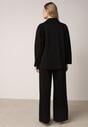 Czarny Dzianinowy Komplet Dresowy z Wiskozą Bluza ze Stójką i Spodnie Nevenira
