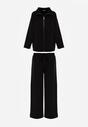 Czarny Dzianinowy Komplet Dresowy z Wiskozą Bluza ze Stójką i Spodnie Nevenira