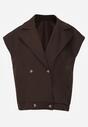 Brązowa Garniturowa Kamizelka Oversize z Dwurzędowym Zapięciem Edriana