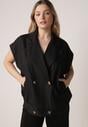 Czarna Garniturowa Kamizelka Oversize z Dwurzędowym Zapięciem Edriana