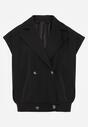 Czarna Garniturowa Kamizelka Oversize z Dwurzędowym Zapięciem Edriana