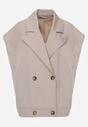Beżowa Garniturowa Kamizelka Oversize z Dwurzędowym Zapięciem Edriana