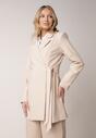 Beżowa Kopertowa Sukienka o Kroju Marynarki z Wiązaniem w Talii Neritho