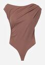Brązowe Asymetryczne Body Ozdobione Marszczeniem Dinida