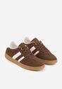 Brązowe Sneakersy na Kauczukowej Podeszwie z Geometrycznym Motywem Vikioria