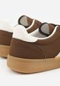 Brązowe Sneakersy na Kauczukowej Podeszwie z Geometrycznym Motywem Vikioria