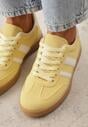 Żółte Sneakersy na Kauczukowej Podeszwie z Geometrycznym Motywem Vikioria