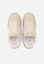 Beżowe Sneakersy na Kauczukowej Podeszwie z Geometrycznym Motywem Vikioria