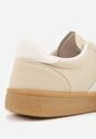 Beżowe Sneakersy na Kauczukowej Podeszwie z Geometrycznym Motywem Vikioria