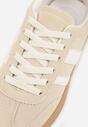 Beżowe Sneakersy na Kauczukowej Podeszwie z Geometrycznym Motywem Vikioria
