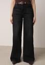 Czarne Jeansy o Szerokim Kroju Palazzo z Bawełną i Wysokim Stanem Zinnalitte