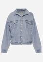 Niebieska Kurtka Jeansowa z Bawełną o Klasycznym Kroju Elliantrea