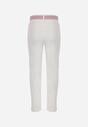 Białe Jeansy z Bawełną i Wiskozą o Kroju Mom Fit z Apaszką i Paskiem Hetirae