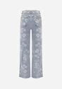 Niebieskie Jeansy z Bawełną o Szerokim Kroju Ozdobione Kwiatami Zinnoreth