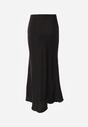 Czarna Satynowa Spódnica z Lekko Rozkloszowanym Dołem  Zinnemira