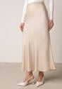 Beżowa Satynowa Spódnica z Lekko Rozkloszowanym Dołem  Zinnemira