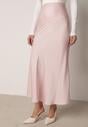 Różowa Satynowa Spódnica z Lekko Rozkloszowanym Dołem  Zinnemira