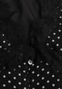 Czarna Sukienka w Kropki z Koronką i Transparentnymi Rękawami Hetiera