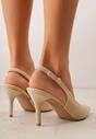 Beżowe Sandały na Szpilce z Odkrytą Piętą Nevilianae