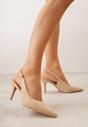 Ciemnobeżowe Sandały na Szpilce z Odkrytą Piętą Nevilianae