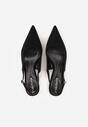 Czarne Czółenka na Szpilce Typu Kaczuszka z Odkrytą Piętą Vetiena