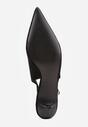 Czarne Czółenka na Szpilce Typu Kaczuszka z Odkrytą Piętą Vetiena