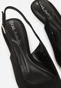 Czarne Czółenka na Szpilce Typu Kaczuszka z Odkrytą Piętą Vetiena