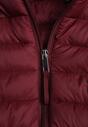 Bordowa Klasyczna Kurtka Przejściowa z Pikowaniem i Odpinanym Kapturem Pretiella