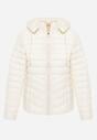Jasnobeżowa Klasyczna Kurtka Przejściowa z Pikowaniem i Odpinanym Kapturem Pretiella