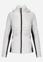 Biała Pikowana Kurtka Przejściowa z Kapturem i Elastycznymi Rękawami Nikitha
