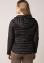 Czarna Pikowana Kurtka Przejściowa z Kapturem i Elastycznymi Panelami Feziala