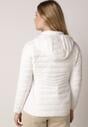 Biała Pikowana Kurtka Przejściowa z Kapturem i Elastycznymi Panelami Feziala