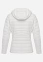 Biała Pikowana Kurtka Przejściowa z Kapturem i Elastycznymi Panelami Feziala