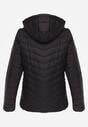 Czarna Przejściowa Kurtka Pikowana z Odpinanym Kapturem Edrelith