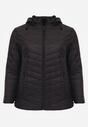 Czarna Lekka Kurtka Przejściowa z Pikowaniem i Odpinanym Kapturem Alissara