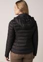 Czarna Taliowana Przejściowa Kurtka Pikowana z Odpinanym Kapturem Zinnorae
