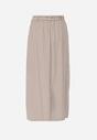 Beżowa Wiskozowa Spódnica o Rozkloszowanym Kroju z Plisami i Paskiem Rolea