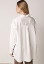 Biała Wiskozowa Koszula z Dodatkiem Lnu z Tkaniny Strukturalnej Noma