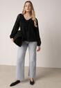 Czarna Bluzka z Koronki Ozdobiona Falbankami Sewola