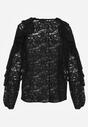 Czarna Bluzka z Koronki Ozdobiona Falbankami Sewola