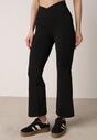 Czarne Legginsy Dzwony z Kopertowym Wysokim Stanem Azinuna