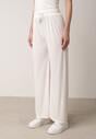 Białe Szerokie Spodnie z Bawełną Zdobione Cyrkoniami Azilene