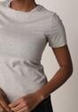 Szary Bawełniany T-shirt w Klasycznym Stylu Nedila