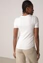 Biały Prążkowany T-shirt Ozdobiony po Bokach Marszczeniem Nedisa
