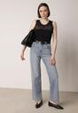 Czarny Bawełniany Top z Koronkową Górą Beralia