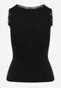 Czarny Bawełniany Top z Koronkową Górą Beralia