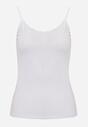 Biały Bieliźniany Top z Bawełny Ozdobiony Koronkową Lamówką Bervina